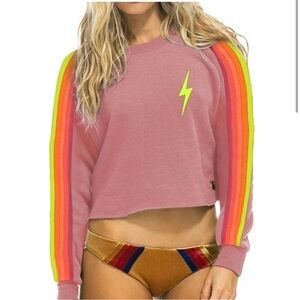 Aviator Nation Bolt Cropped Crew Sweatshirt